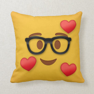 Nerd emoji met hartronde kussen