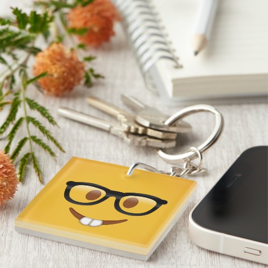 Nerd Emoji Sleutelhanger (Voorkant Rechts)