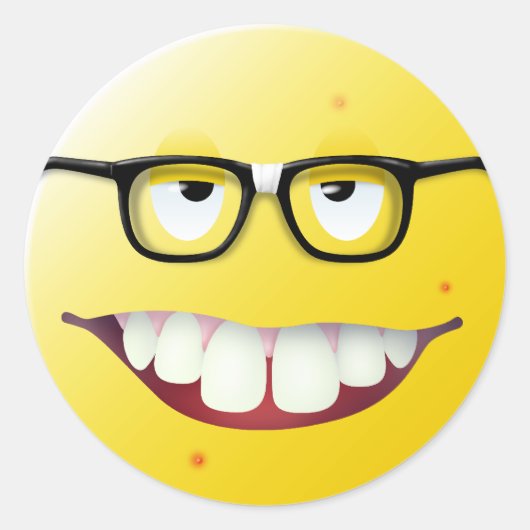Nerd Face Ronde Sticker (Voorkant)