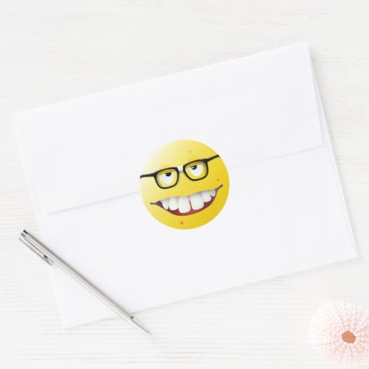 Nerd Face Ronde Sticker (Envelop)