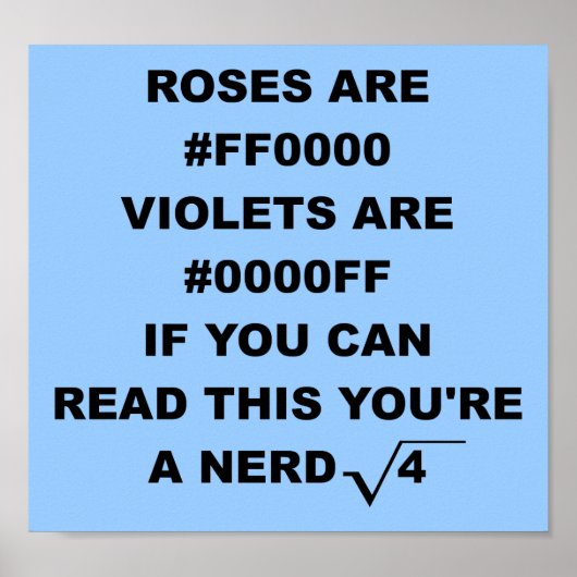 Nerd Geek Poetry Funny Poster Sign (Voorkant)