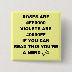 Nerd Geek Poëzie Grappige Knop Badge Vierkante Button 5,1 Cm