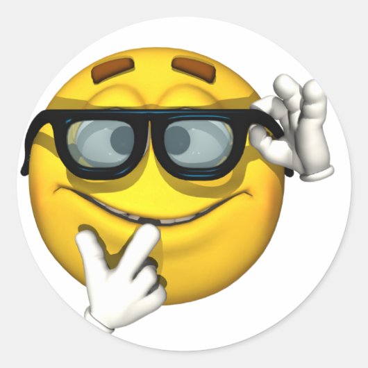 Nerd geel gezicht ronde sticker (Voorkant)