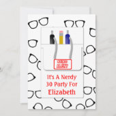 Nerd Glasses Pocket Protector Nerd Theme Party Kaart (Voorkant)