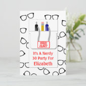 Nerd Glasses Pocket Protector Nerd Theme Party Kaart (Staand voorkant)