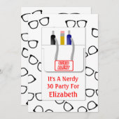 Nerd Glasses Pocket Protector Nerd Theme Party Kaart (Voorkant / Achterkant)