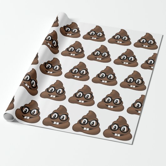 Nerd Glasses Poop Emoji Cadeaupapier (Uitgerold)