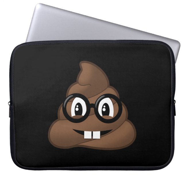 Nerd Glasses Poop Emoji Laptop Sleeve (Voorkant)