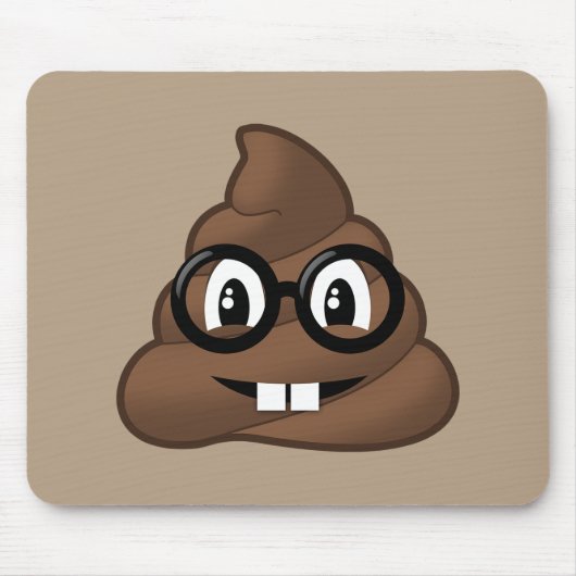 Nerd Glasses Poop Emoji Muismat (Voorkant)