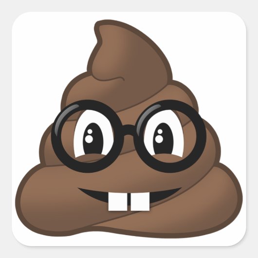 Nerd Glasses Poop Emoji Vierkante Sticker (Voorkant)