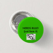 Nerd glazen, NERDS RULE! Ronde Button 3,2 Cm (Voorkant /achterkant)