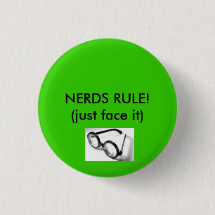 Nerd glazen, NERDS RULE! Ronde Button 3,2 Cm