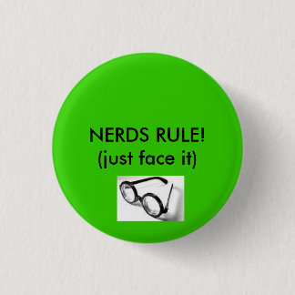 Nerd glazen, NERDS RULE! Ronde Button 3,2 Cm