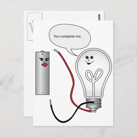 nerd hou van je voltooi me elektrische circuit briefkaart (Voorkant / Achterkant)