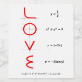 Nerd Humor | Wiskunde en Science Geek Love Graph Wijn Etiket (Enkel label)