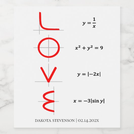 Nerd Humor | Wiskunde en Science Geek Love Graph Wijn Etiket (Enkel label)