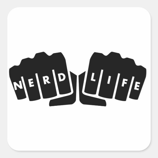 Nerd Life Knuckle-Tattoo Vierkante Sticker (Voorkant)