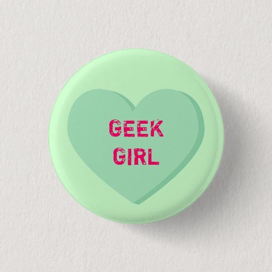 Nerd Meisje Hart Ronde Button 3,2 Cm (Voorkant)