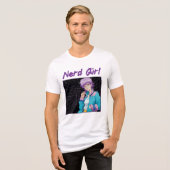 Nerd meisje Tri-Blend shirt (Voorkant volledig)