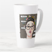 Nerd Meisjes Rulen de Wereld Latte Mok (Rechterhoek)
