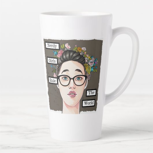 Nerd Meisjes Rulen de Wereld Latte Mok (Rechts)