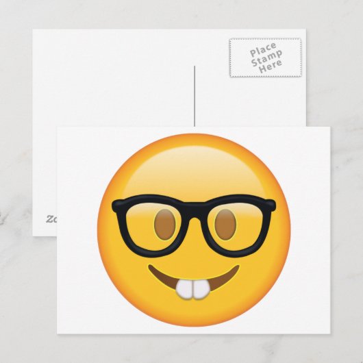 Nerd met bril - Emoji Briefkaart (Voorkant / Achterkant)