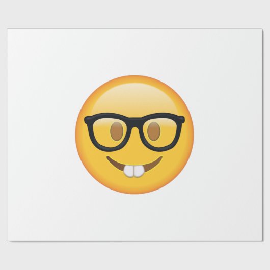 Nerd met bril - Emoji Cadeaupapier (Vlak)