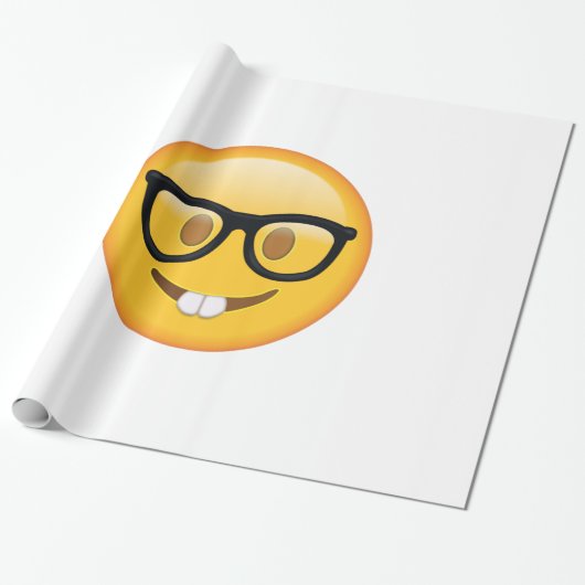 Nerd met bril - Emoji Cadeaupapier (Uitgerold)