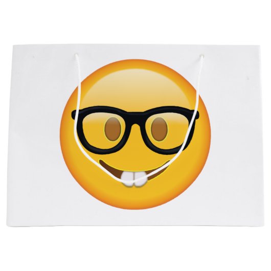 Nerd met bril - Emoji Groot Cadeauzakje (Voorkant)