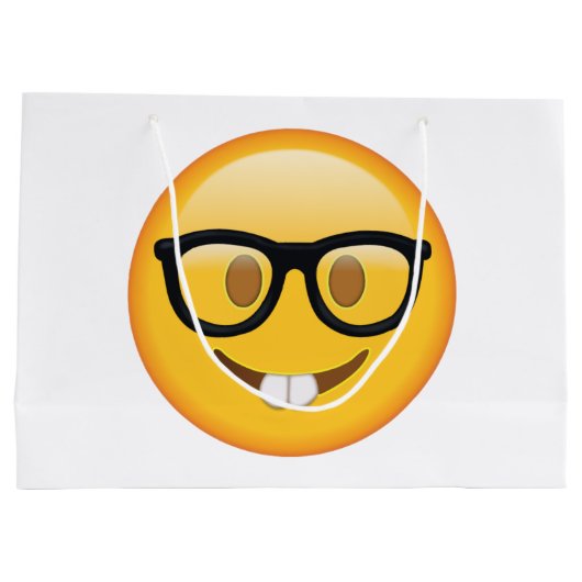 Nerd met bril - Emoji Groot Cadeauzakje (Achterkant)
