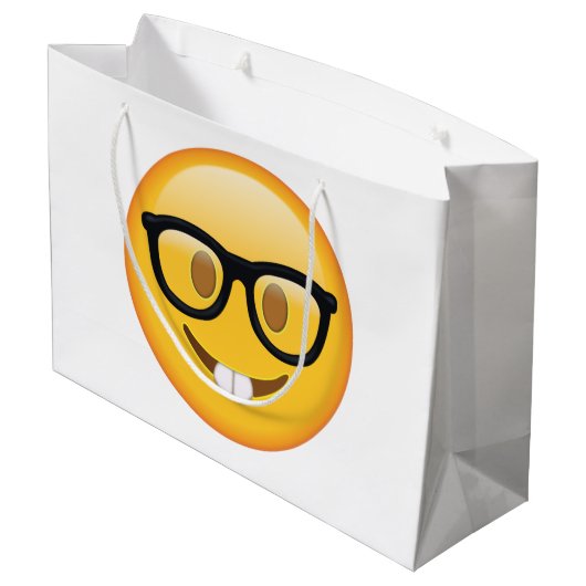 Nerd met bril - Emoji Groot Cadeauzakje (Achterkant Gekanteld)