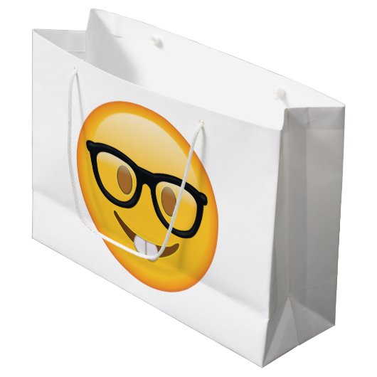 Nerd met bril - Emoji Groot Cadeauzakje (Voorkant Gekanteld)