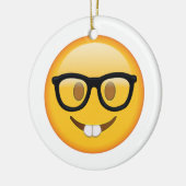 Nerd met bril - Emoji Keramisch Ornament (Links)