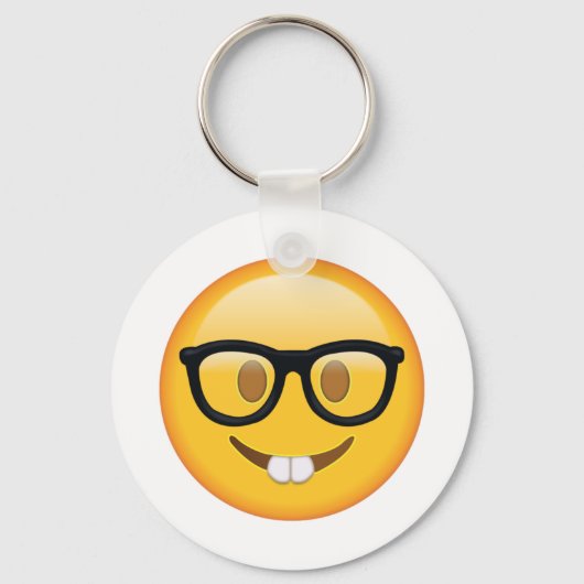 Nerd met bril - Emoji Sleutelhanger (Voorkant)