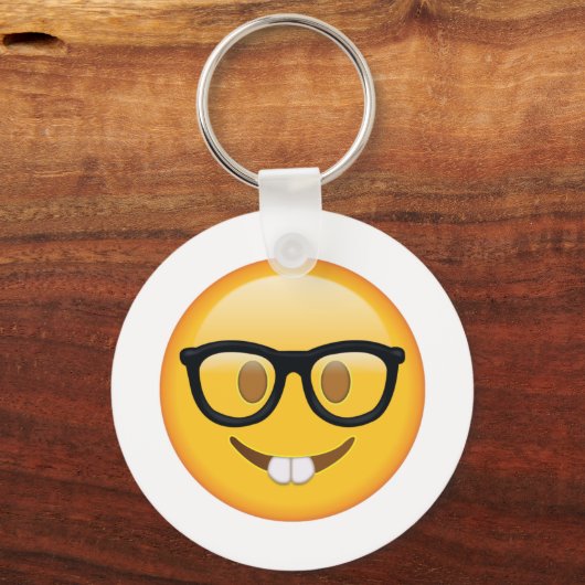 Nerd met bril - Emoji Sleutelhanger (Voorkant)