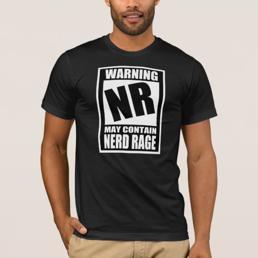 Nerd Rage Waarschuwing Etiket T-shirt (Voorkant)