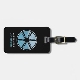 Nerd SciFi Gedistingeerd Futuristische Ruimte Blau Bagagelabel