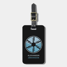 Nerd SciFi Gedistingeerd Futuristische Ruimte Blau Bagagelabel