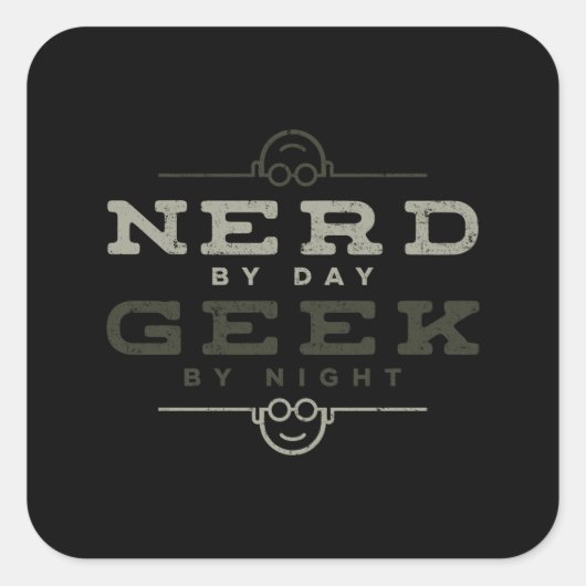 Nerd tegen Dag Geek bij nacht Vierkante Sticker (Voorkant)