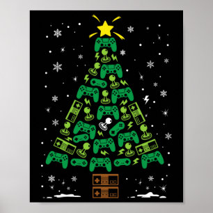 Nerd Video Game Lover Familie die met Kerstmis ove Poster