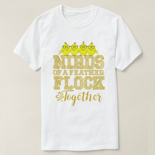 Nerd Vogel Grappige Vogels van dezelfde Veer Vlieg T-shirt (Design voorkant)