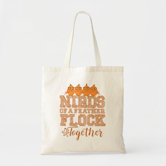 Nerd Vogels Funny Vogels van dezelfde Veer Vliegen Tote Bag (Voorkant)