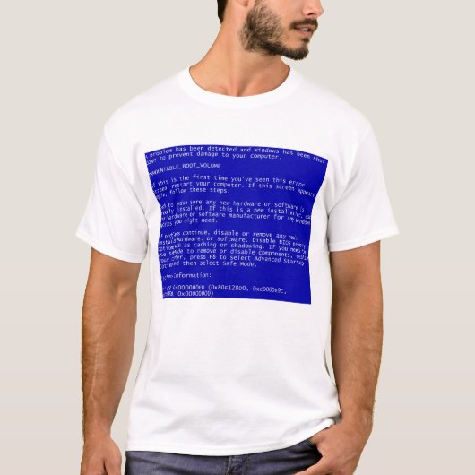 Nerd Windows Blue Screen of Death Error (EN) T-shirt (Voorkant)