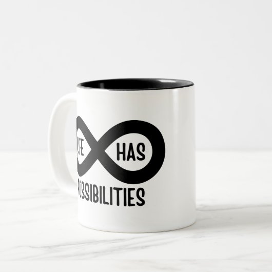 Nerd wiskundeleven biedt mogelijkheden tweekleurige koffiemok (Voorkant links)