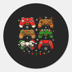 Nerdachtig kerstshirt voor jongens mannen, Kerstmi Ronde Sticker