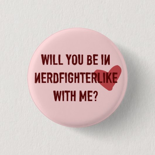 Nerdbestrijterachtige Button Pink. (Voorkant)
