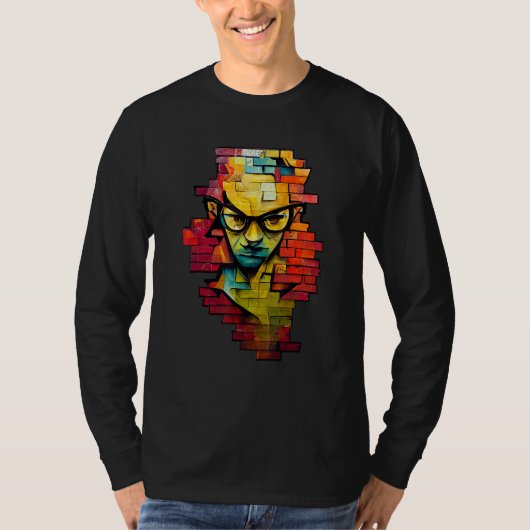 Nerdcore Graffiti Geeksta Rap Nerd Geschilderd Op T-shirt (Voorkant)