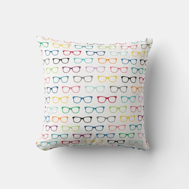 Nerdige multi-kleur hipster bril patroon kussen (Voorkant)