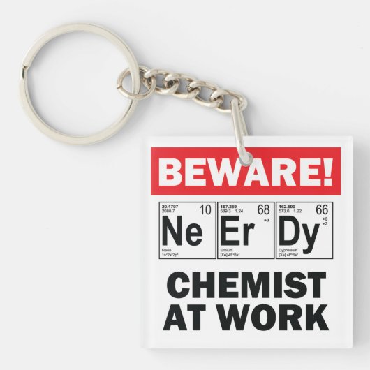 nerdige scheikunde sleutelhanger (voorkant)