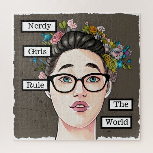 Nerdmeisjes regeren de wereld legpuzzel (Verticaal)